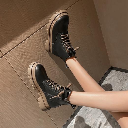 优选丨ZHR平底短靴女 英伦风时尚复古靴子ins厚底圆头马丁靴   商品图1