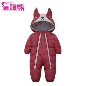 【萌动可爱】秋冬新款卡通刺绣造型连帽加厚保暖双拉链婴儿连体衣爬服