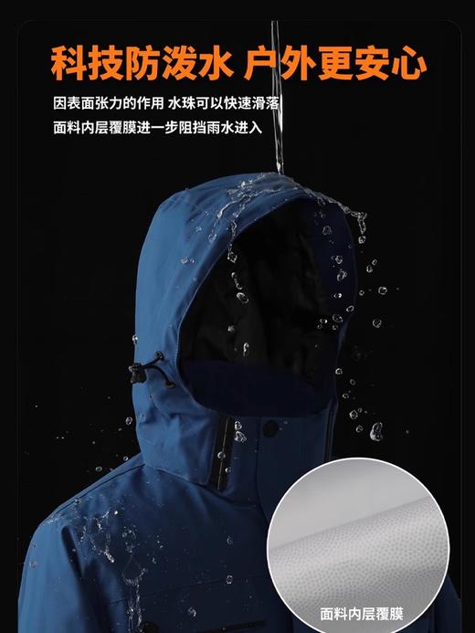 羽绒工作服冬季棉服可拆卸冲锋衣加绒加厚三合一工服上衣外套定制 商品图4