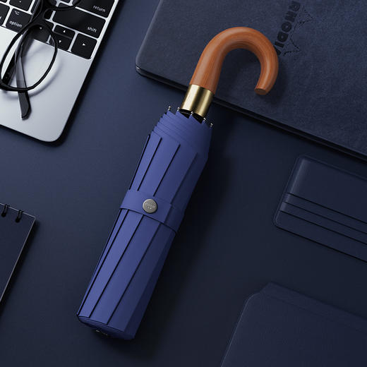 左都 全自动弯钩木柄伞男士大号双人加厚加固抗风暴雨伞女晴雨两用 商品图4