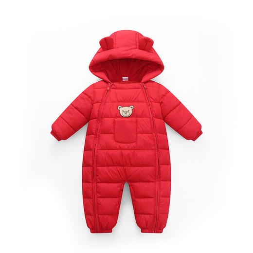 秋冬新款可爱卡通刺绣连帽耳朵款婴儿连体衣爬服 商品图8