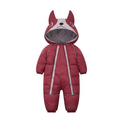 【萌动可爱】秋冬新款卡通刺绣造型连帽加厚保暖双拉链婴儿连体衣爬服 商品图4