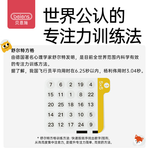 贝恩施舒尔特方格机儿童视觉听觉注意力专注力训练器4岁+益智玩具【羊毛益智玩具】 商品图1