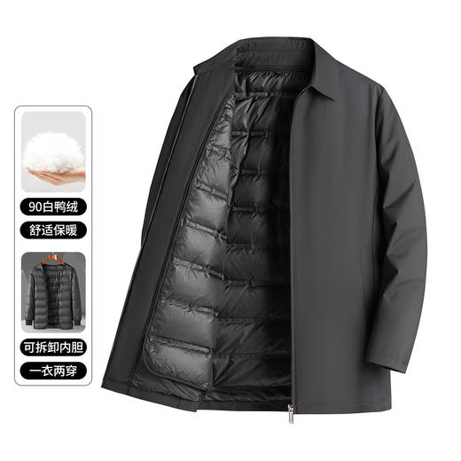 【一衣两穿 爸爸装】罗蒙秋冬可脱卸羽绒内胆中长款羽绒服男老干部羽绒夹克爸爸装外套男 商品图9