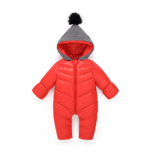 秋冬时尚新款纯色加厚保暖婴儿连体衣 棉衣爬服 宝宝哈衣 商品图3