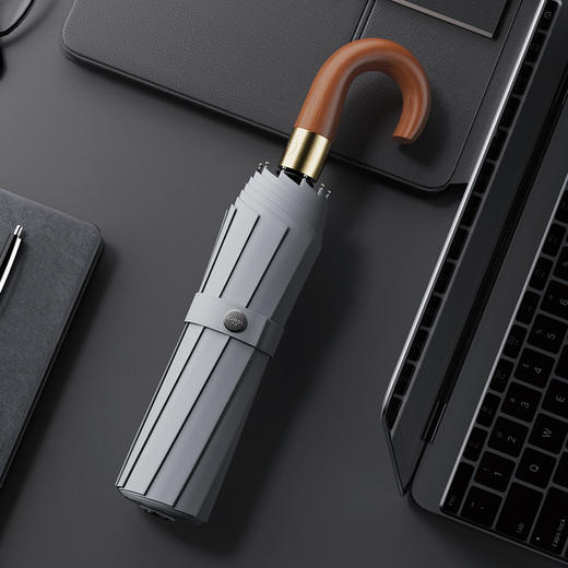 左都 全自动弯钩木柄伞男士大号双人加厚加固抗风暴雨伞女晴雨两用 商品图3