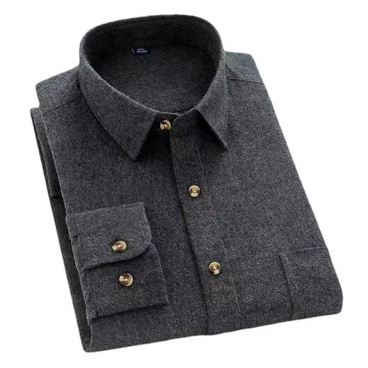 红览 纯棉磨毛格子衬衫男士长袖商务休闲复古纯色条纹 衬衣C272 商品图4