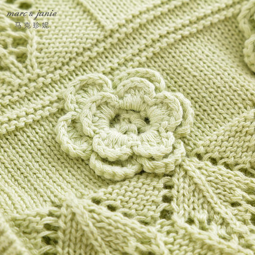 马克珍妮女童立体小花V领针织开衫儿童上衣2024年春装新款240309 商品图3