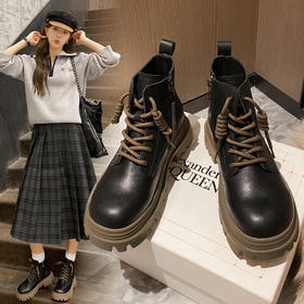 优选丨ZHR平底短靴女 英伦风时尚复古靴子ins厚底圆头马丁靴  