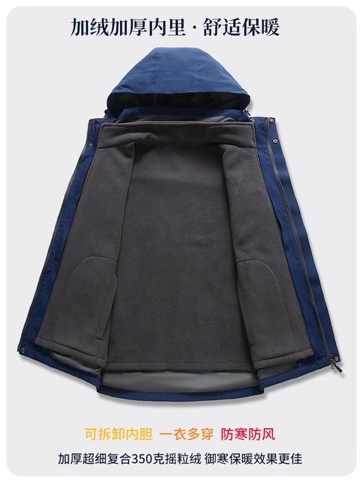 羽绒工作服冬季棉服可拆卸冲锋衣加绒加厚三合一工服上衣外套定制 商品图3