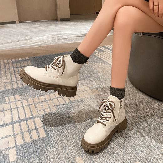 优选丨ZHR平底短靴女 英伦风时尚复古靴子ins厚底圆头马丁靴   商品图5