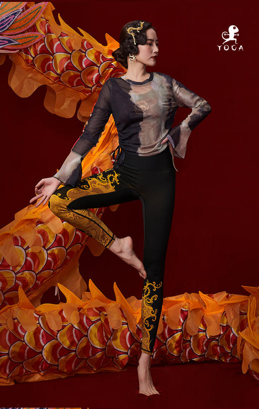 壁虎瑜伽【2312SY284】扎染网纱高弹长袖【5天发货】 商品图2