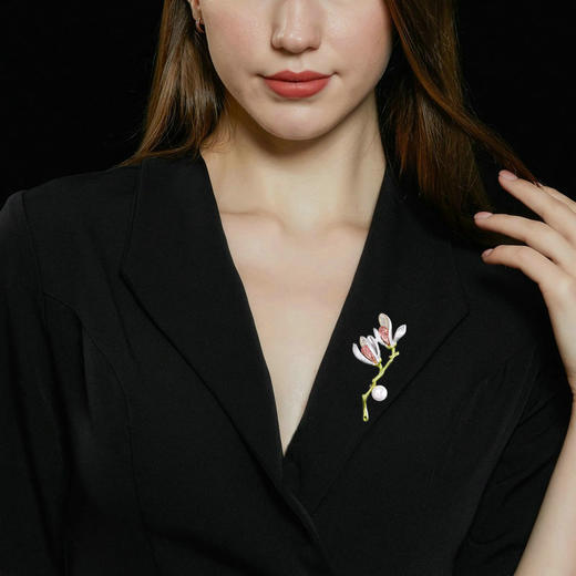 高级感花朵烤漆水晶锆石玉兰花胸针LY 商品图3