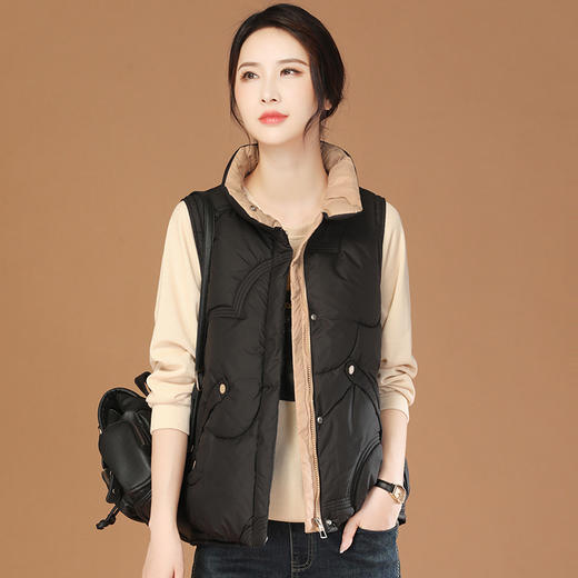 HC D0486立领坎肩加厚保暖黑色棉马甲 商品图1