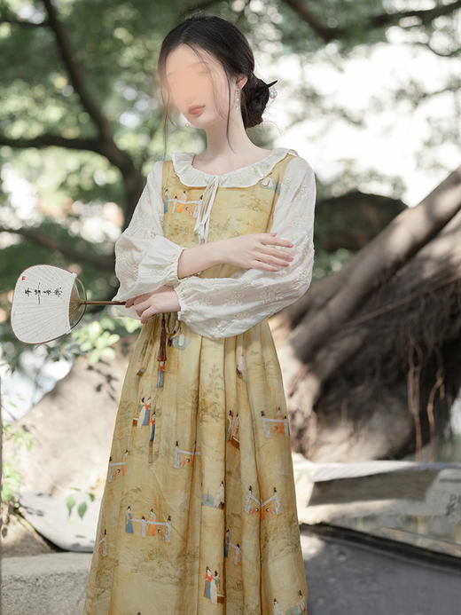 裁缝学苑AS158 中式改良版汉服假两件收腰连衣裙纸样裙子女装打版 商品图4