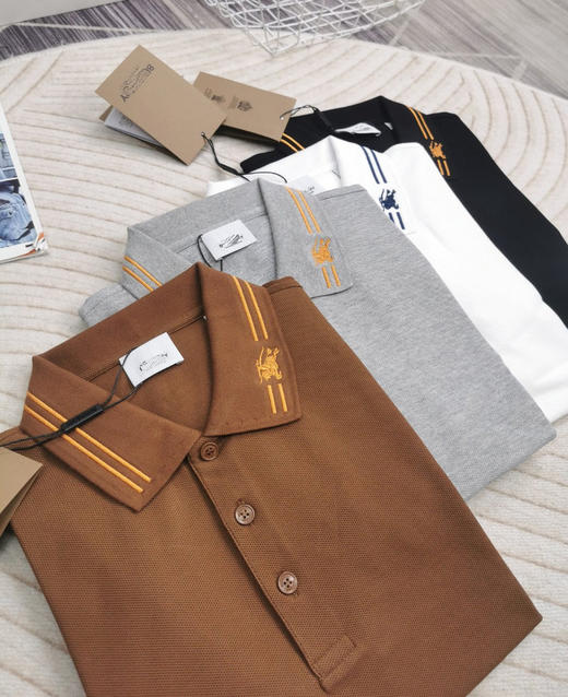 战马 2024春夏新款 马术骑士刺绣标 翻领短袖POLO衫 4色 Z-11221 商品图4