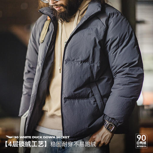 马登工装  美式休闲立领90白鸭绒羽绒服户外防风面包服保暖外套男冬 商品图3