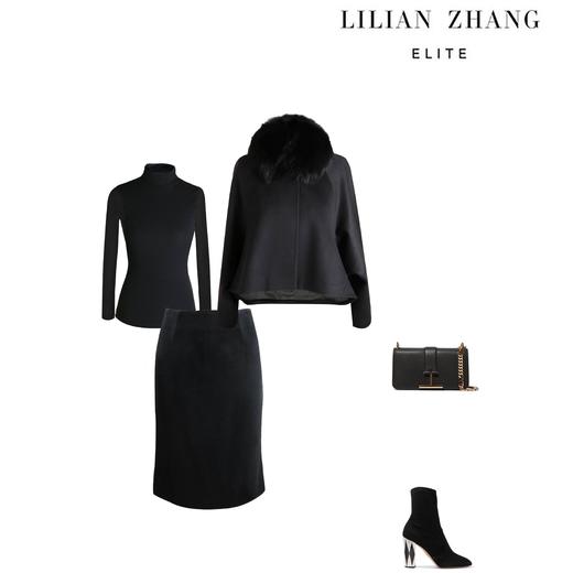 定制—复古风—毛领可脱卸优雅时尚长袖羊毛羊绒短款斗篷 1806009 商品图4