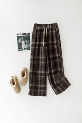 【限时抢购】【全量检品】国内一线代工  女士韩版休闲格子加绒保暖休闲裤  002A016291