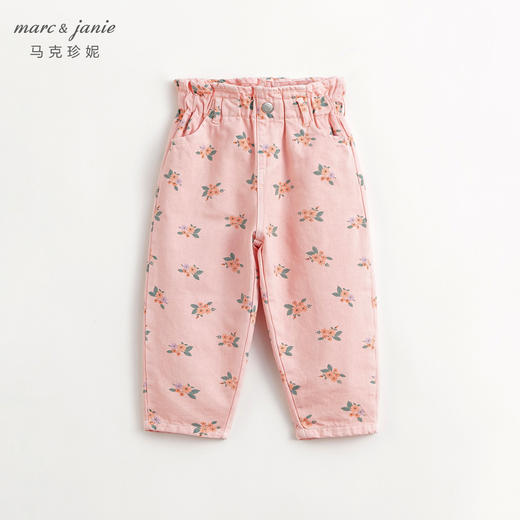 马克珍妮女童花边腰满底绣花牛仔裤 儿童纯棉裤子春装新款240062 商品图0
