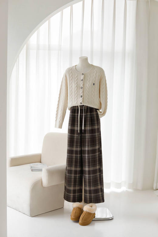 【限时抢购】【全量检品】国内一线代工  女士韩版休闲格子加绒保暖休闲裤  002A016291 商品图3