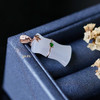 18K玫瑰金和田玉（白玉）镶钻竹节吊坠/竹节11*18mm 商品缩略图2