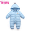 【可爱俏皮】秋冬时尚新款毛球连帽纯色保暖婴儿连体衣爬服 商品缩略图2