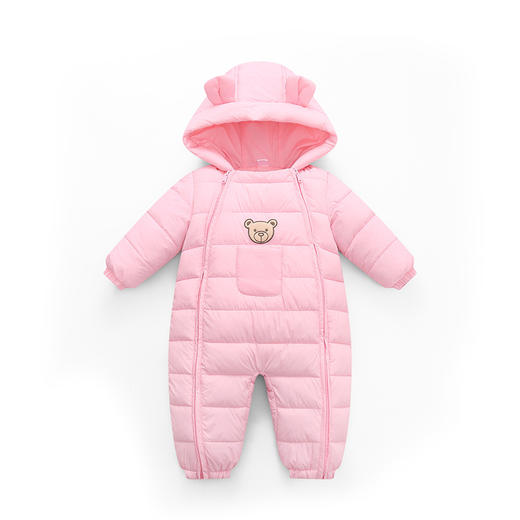 秋冬新款可爱卡通刺绣连帽耳朵款婴儿连体衣爬服 商品图5