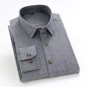 红览 纯棉磨毛格子衬衫男士长袖商务休闲复古纯色条纹 衬衣C272