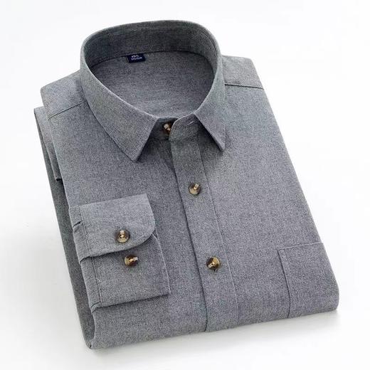 红览 纯棉磨毛格子衬衫男士长袖商务休闲复古纯色条纹 衬衣C272 商品图0