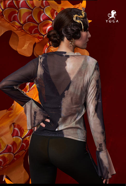 壁虎瑜伽【2312SY284】扎染网纱高弹长袖【5天发货】 商品图7