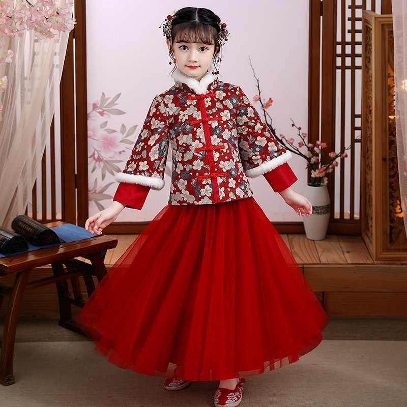 女童中国风唐装，拜年服冬季套装QCS-1221