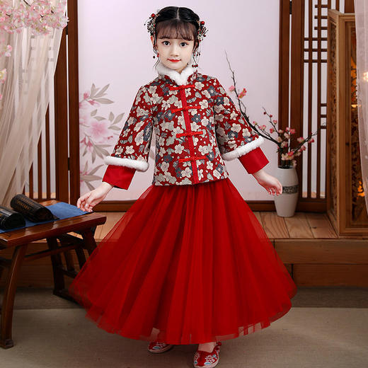 女童中国风唐装，拜年服冬季套装QCS-1221 商品图0