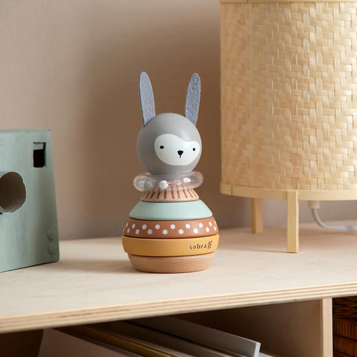 Sebra 木质叠叠乐-兔子 宝宝益智彩色桌面游戏 9cm*9cm*18cm 1岁+ 商品图1