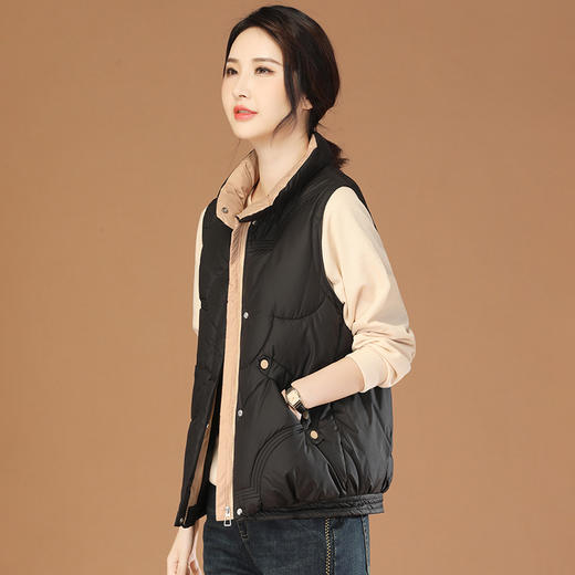 HC D0486立领坎肩加厚保暖黑色棉马甲 商品图0