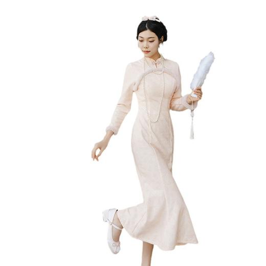 粉色旗袍年轻款修身气质少女，加厚鱼尾改良小个子旗袍KK1015 商品图4