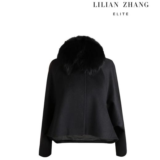 定制—复古风—毛领可脱卸优雅时尚长袖羊毛羊绒短款斗篷 1806009 商品图0