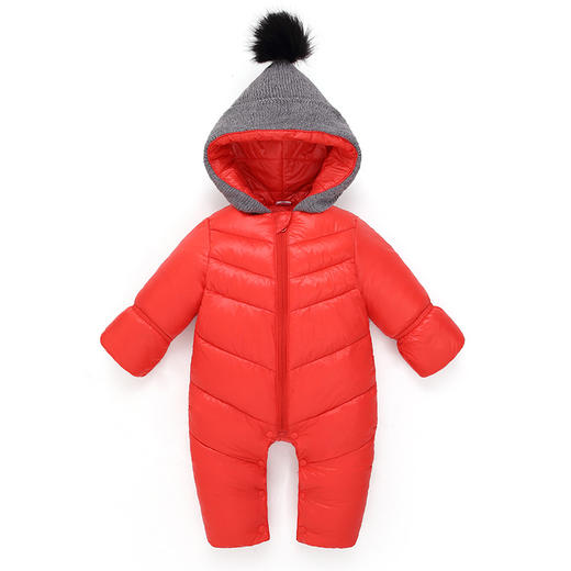 秋冬时尚新款纯色加厚保暖婴儿连体衣 棉衣爬服 宝宝哈衣 商品图9