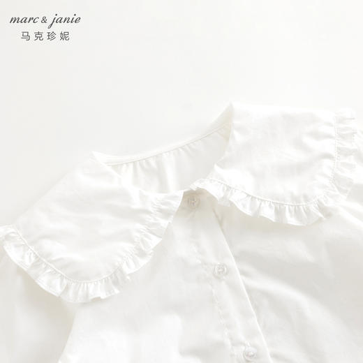 马克珍妮女童花边翻领百搭衬衫儿童纯棉衬衣春装新款上衣240111 商品图3