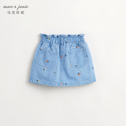 马克珍妮女童花边腰绣花牛仔裙半身裙儿童纯棉短裙春装新款240285 商品图2