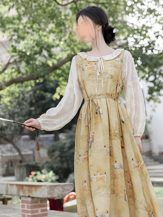 裁缝学苑AS158 中式改良版汉服假两件收腰连衣裙纸样裙子女装打版 商品图5