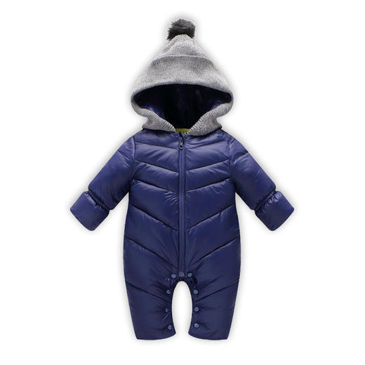 秋冬时尚新款纯色加厚保暖婴儿连体衣 棉衣爬服 宝宝哈衣 商品图7