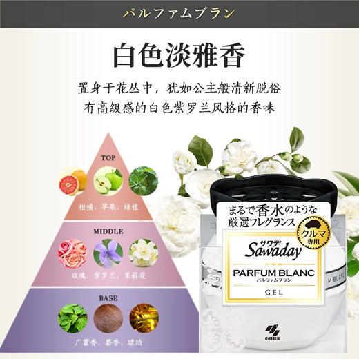 日本小林制药sawaday车载固体香膏香薰空气清新剂汽车香水芳香剂 商品图5