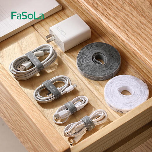 FaSoLa可手撕卡通扎带数据线收纳神器魔术贴扎带理线器电脑束线带桌面电线走线固定绑带 商品图3