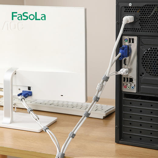 FaSoLa可手撕卡通扎带数据线收纳神器魔术贴扎带理线器电脑束线带桌面电线走线固定绑带 商品图2