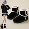 ZHR雪地靴女2023年冬季新款时尚休闲加绒百搭保暖厚底撞色毛边短筒靴 商品缩略图0