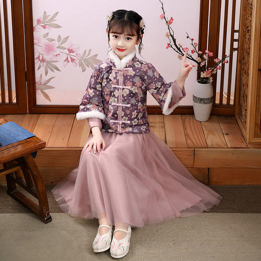 女童中国风唐装，拜年服冬季套装QCS-1221 商品图3