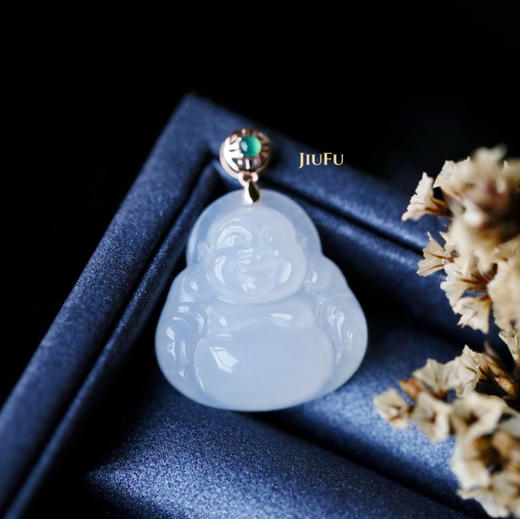 18K玫瑰金和田玉（白玉）吊坠--玉佛之福气安康 /佛公20*21mm 商品图0