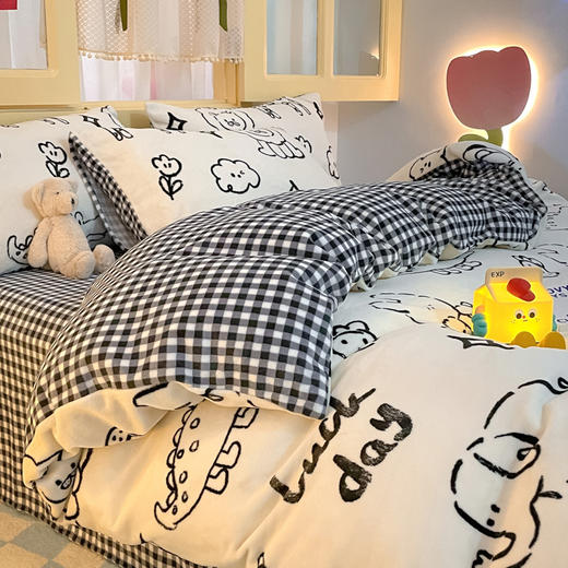 加厚牛奶绒四件套，双面法兰绒床单被套珊瑚绒四件套 QJY-YU-88 商品图7