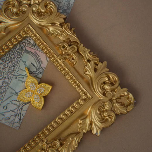 古法黄金点钻系列 四叶草/如意祥云两款新品足金镶钻吊坠 商品图2